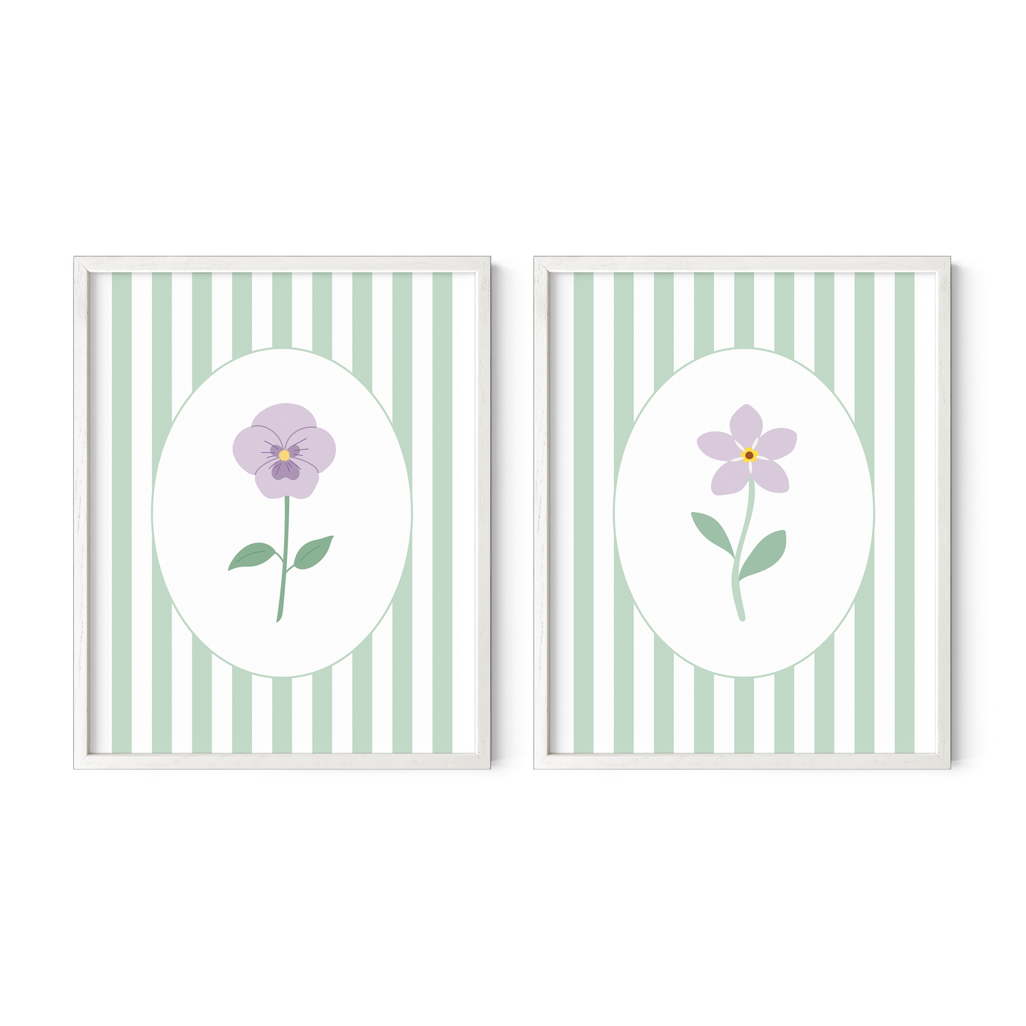 Striped Floral Art Prints (Set of 2)