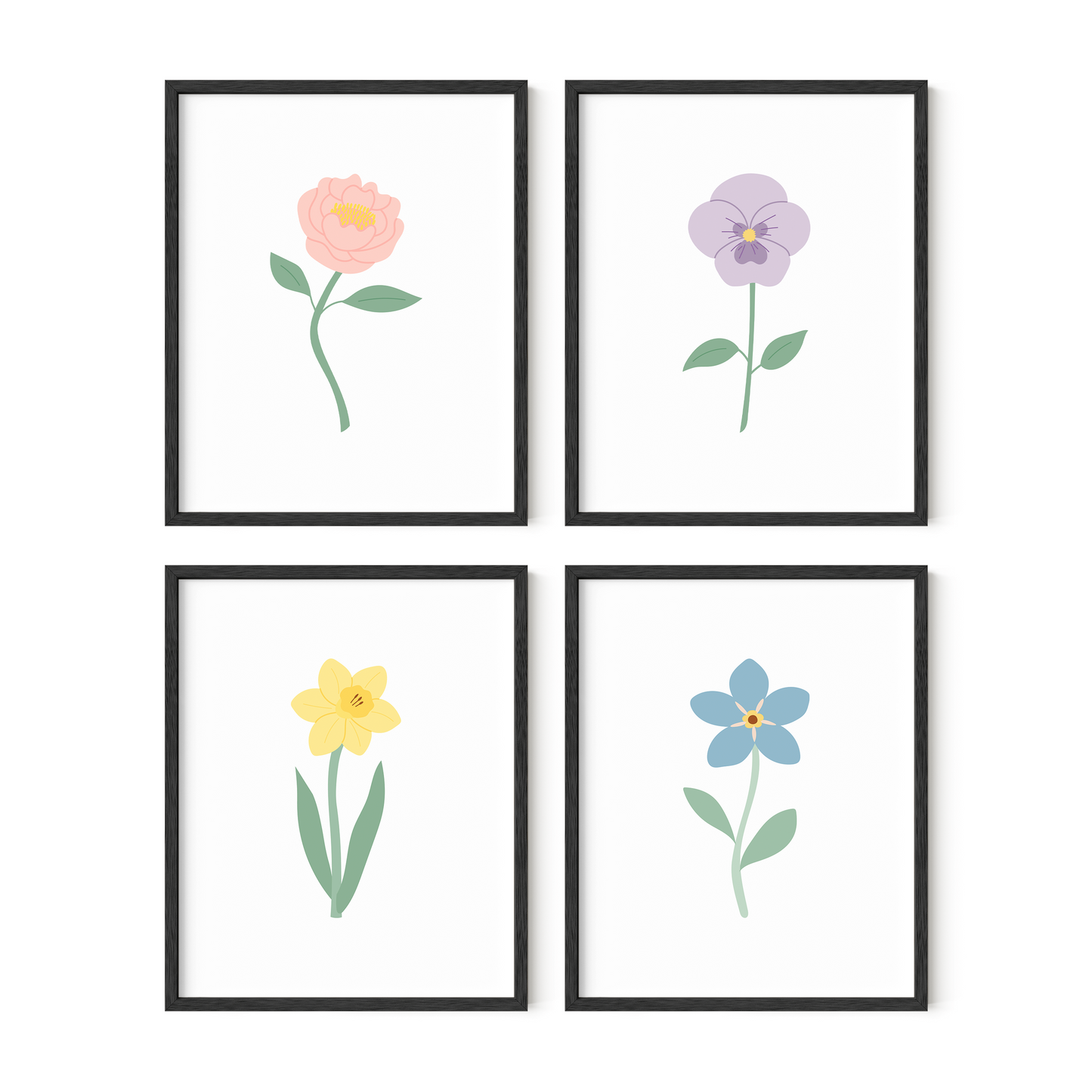 Pastel Floral Art Prints (Set of 4)