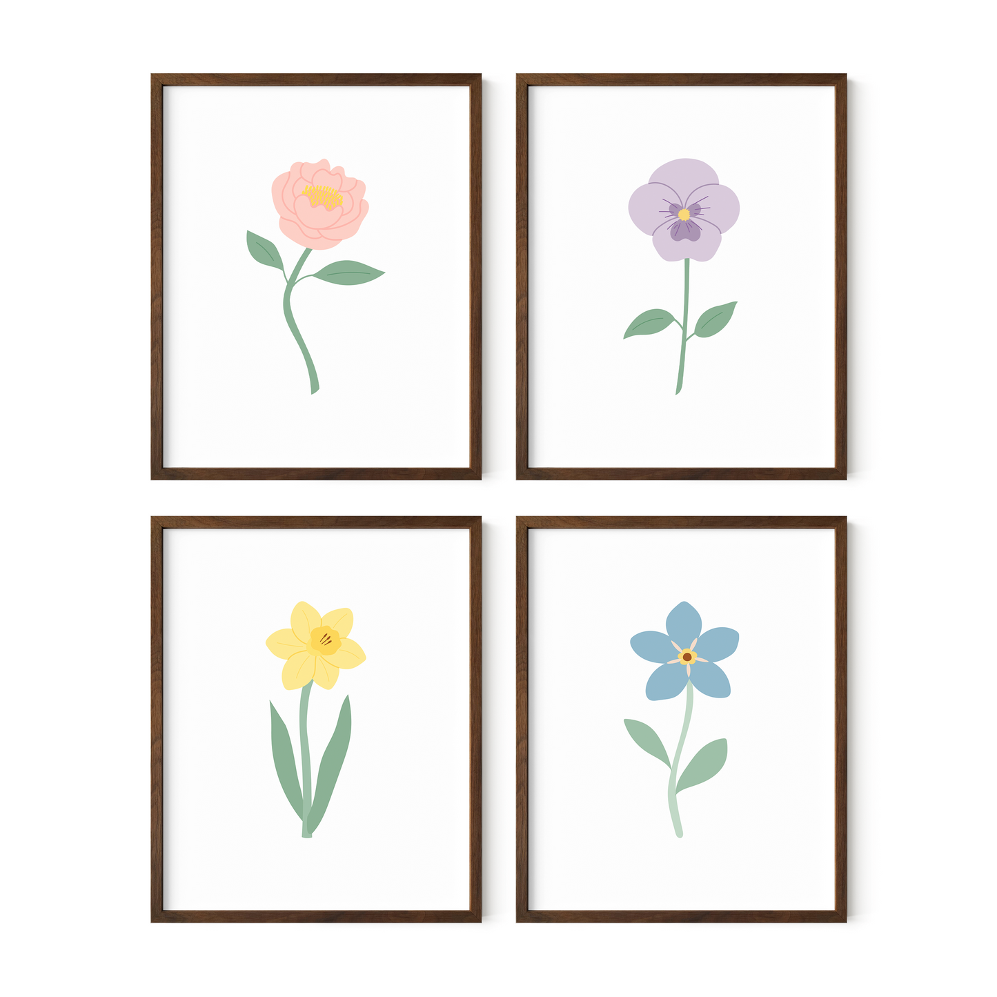 Pastel Floral Art Prints (Set of 4)