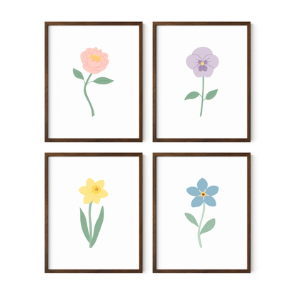 Pastel Floral Art Prints (Set of 4)