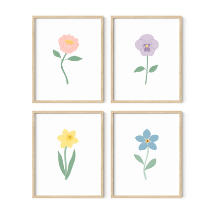 Pastel Floral Art Prints (Set of 4)