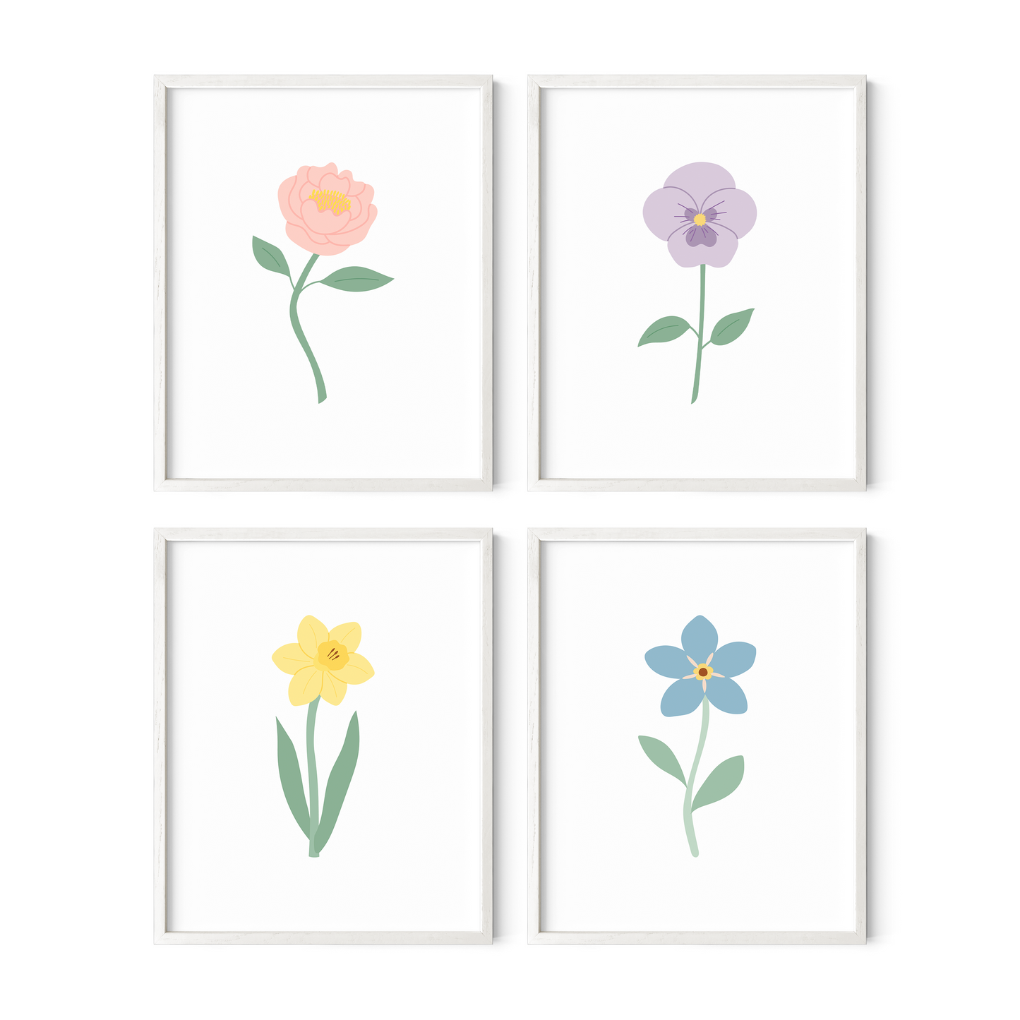 Pastel Floral Art Prints (Set of 4)