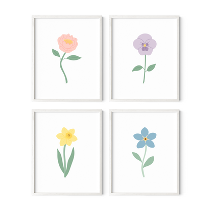 Pastel Floral Art Prints (Set of 4)