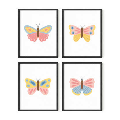 Beautiful Butterflies Art Prints (Set of 4)
