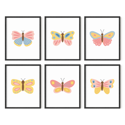 Beautiful Butterflies Art Prints (Set of 6)