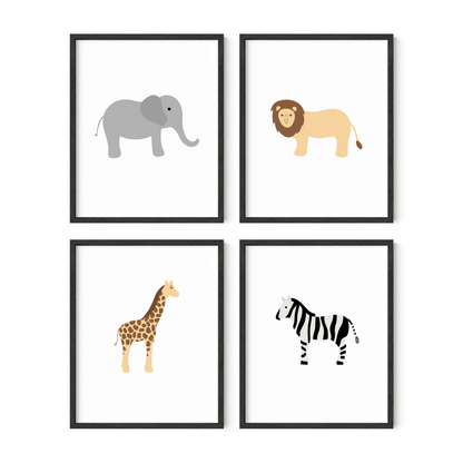 Safari Animal Art Prints (Set of 4)