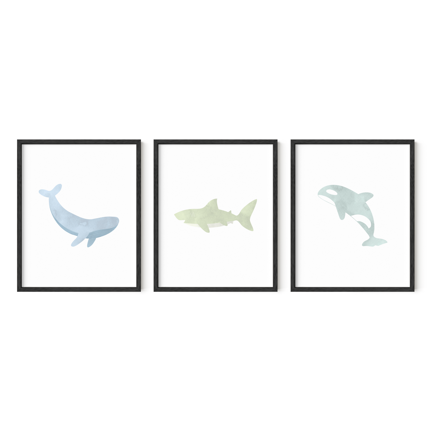 Watercolor Ocean Animal Art Prints (Set of 3)