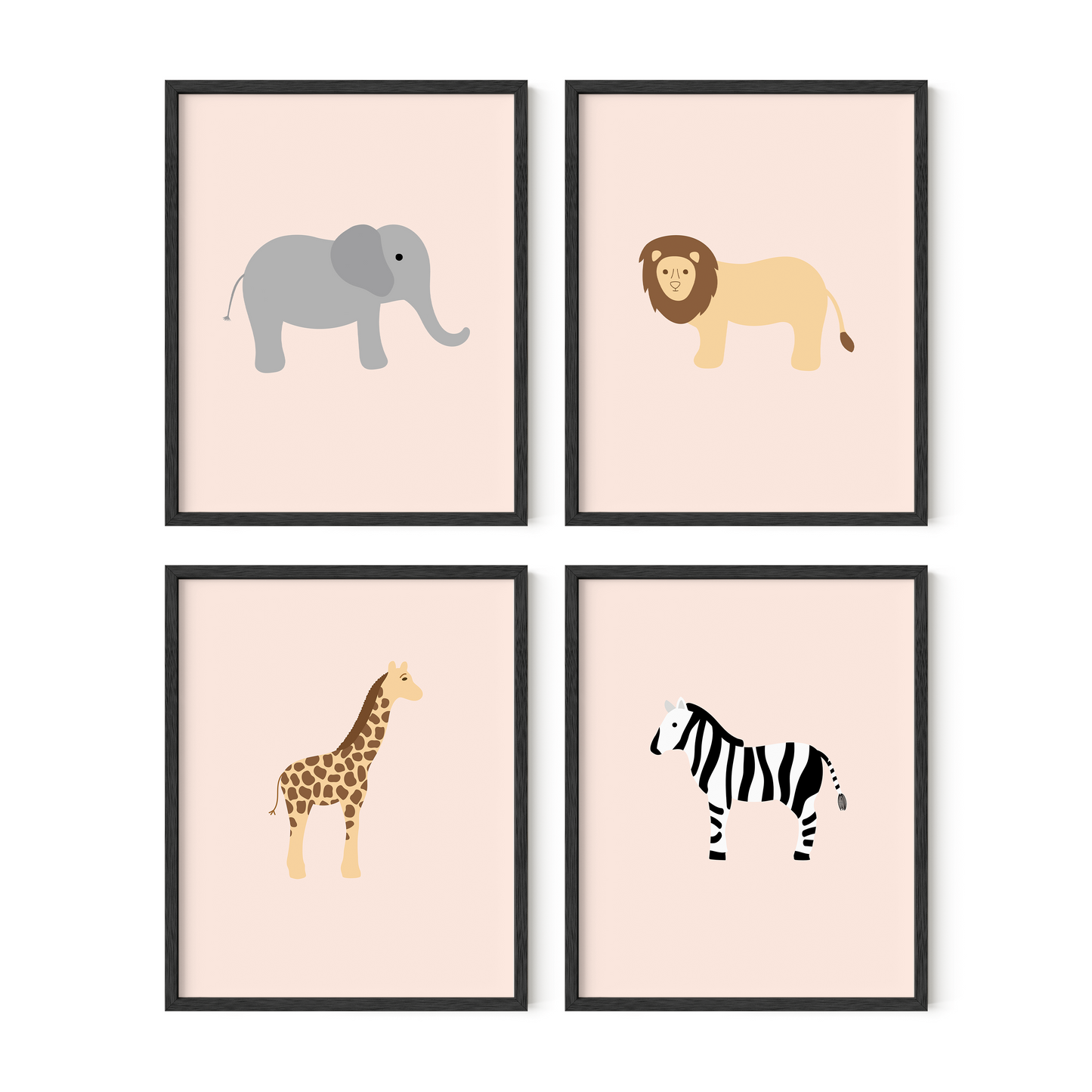 Safari Animal Art Prints (Set of 4)