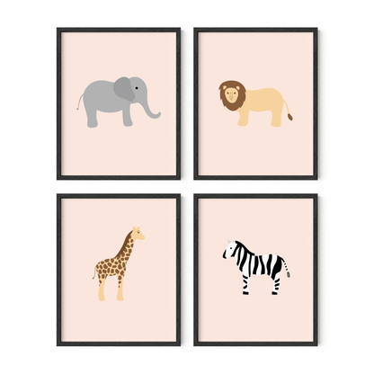 Safari Animal Art Prints (Set of 4)
