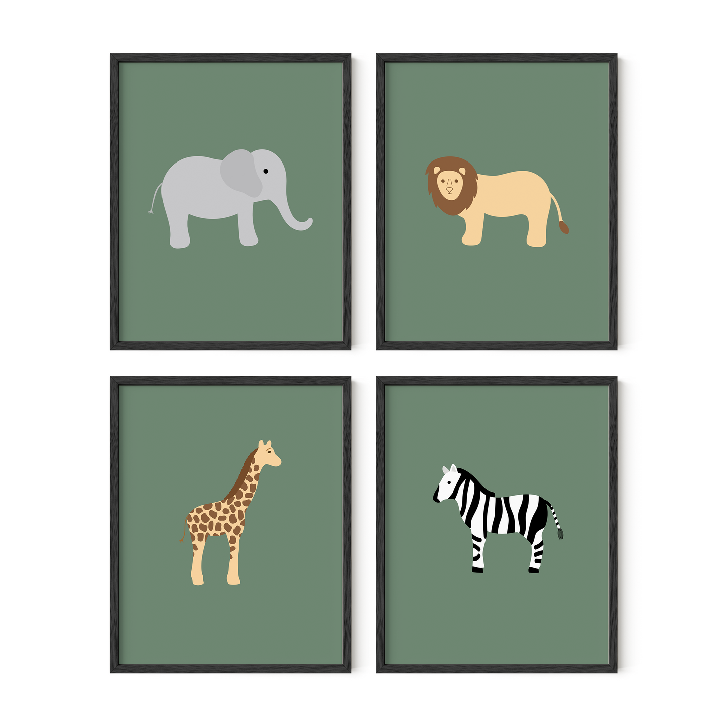Safari Animal Art Prints (Set of 4)