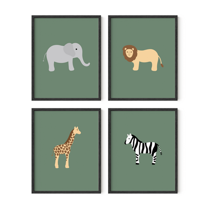 Safari Animal Art Prints (Set of 4)