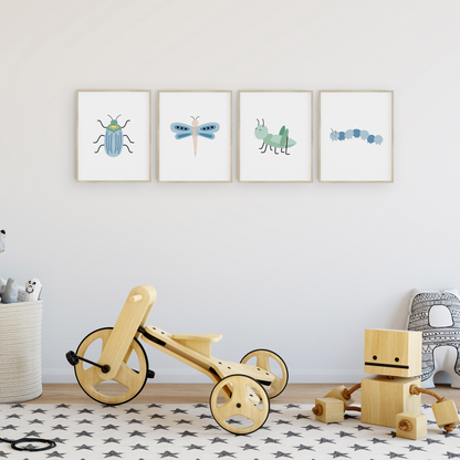 Bug wall art in child's playroom