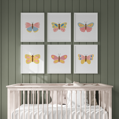 Beautiful Butterflies Art Prints (Set of 6)