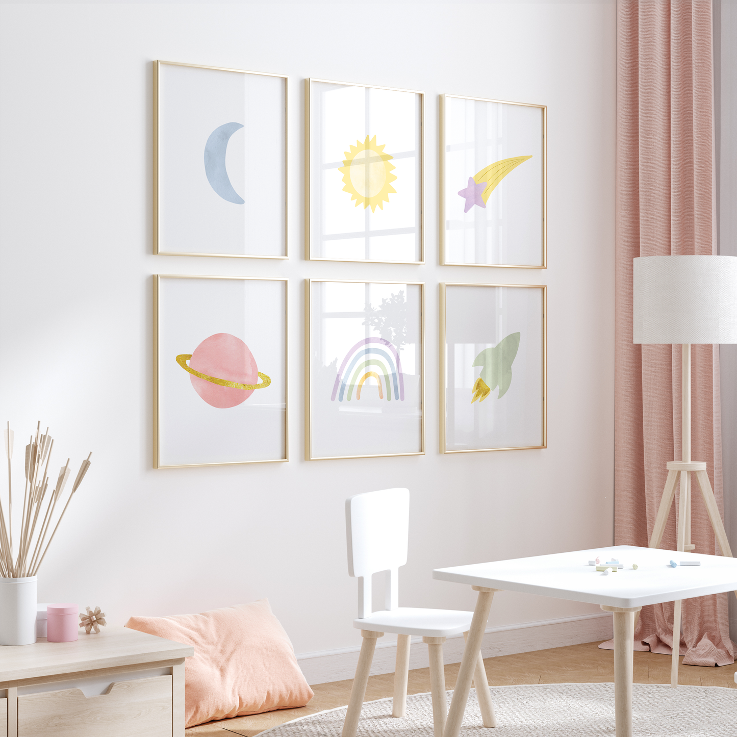 Rainbow Outer Space Art Prints (Set of 6)