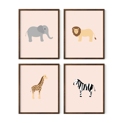 Safari Animal Art Prints (Set of 4)