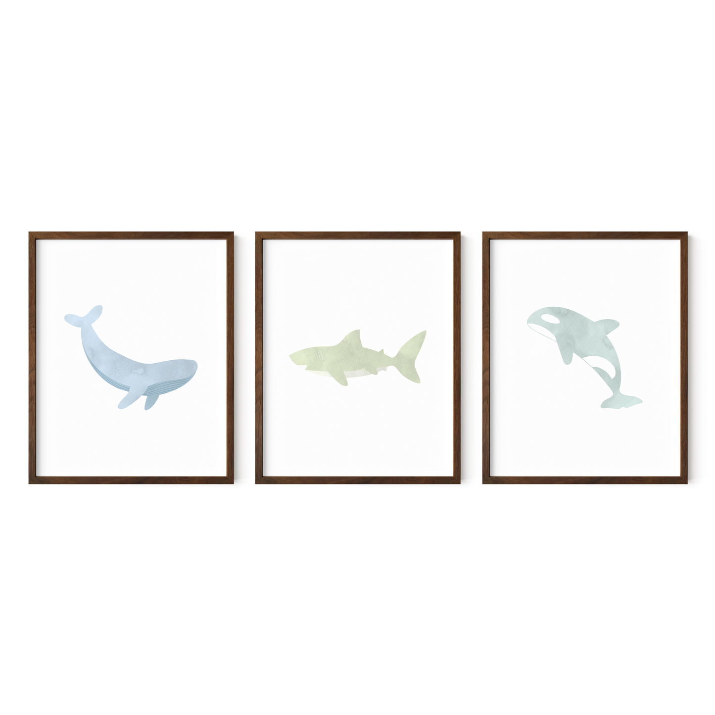 Watercolor Ocean Animal Art Prints (Set of 3)