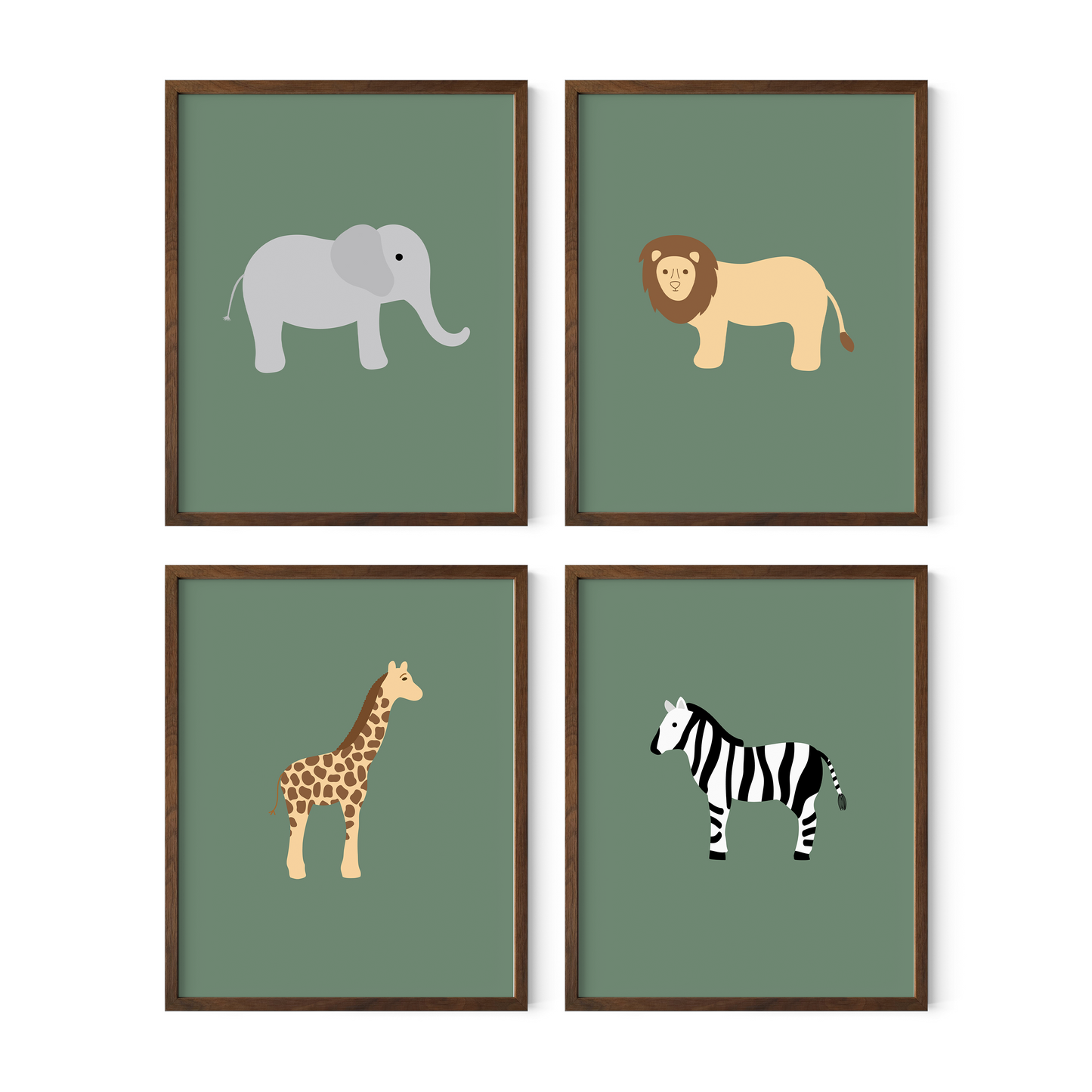 Safari Animal Art Prints (Set of 4)