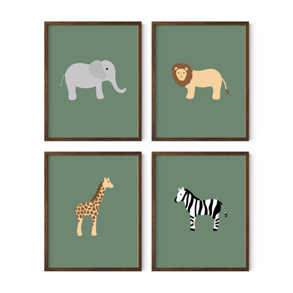 Safari Animal Art Prints (Set of 4)