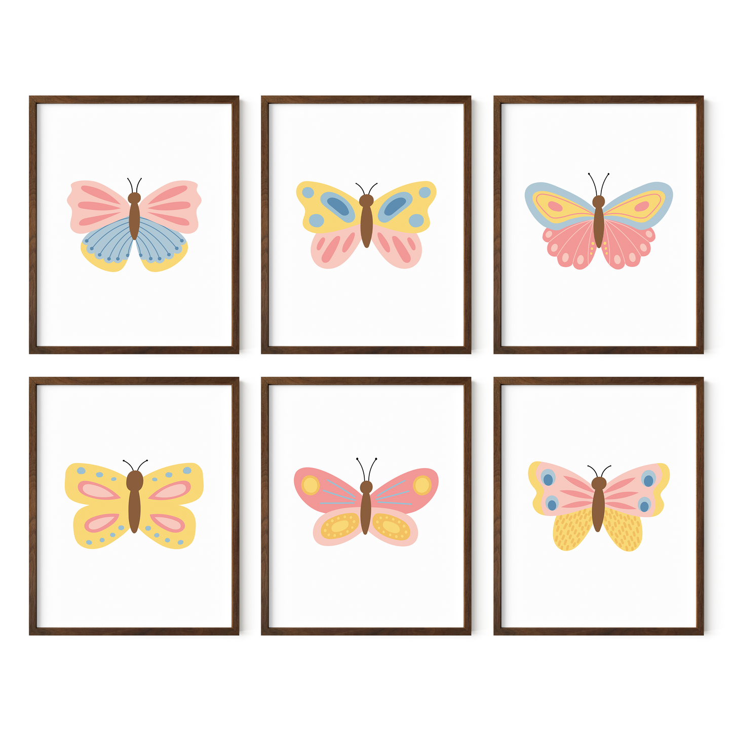 Beautiful Butterflies Art Prints (Set of 6)