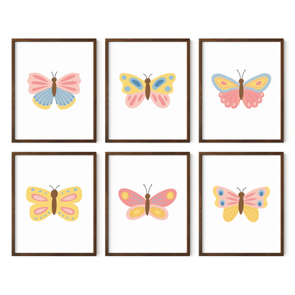 Beautiful Butterflies Art Prints (Set of 6)