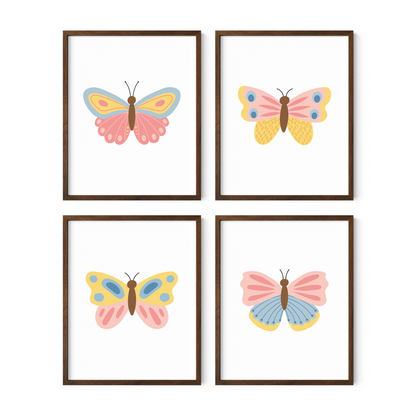 Beautiful Butterflies Art Prints (Set of 4)