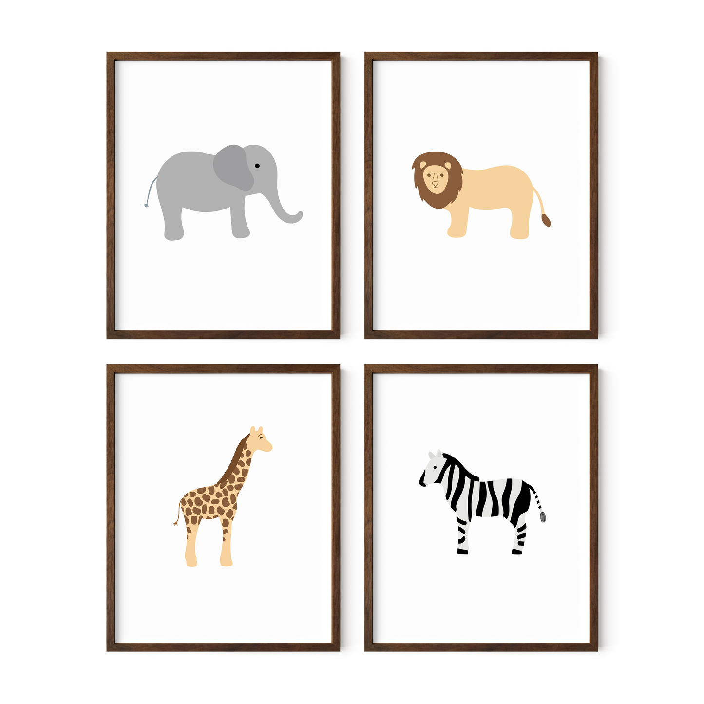Safari Animal Art Prints (Set of 4)