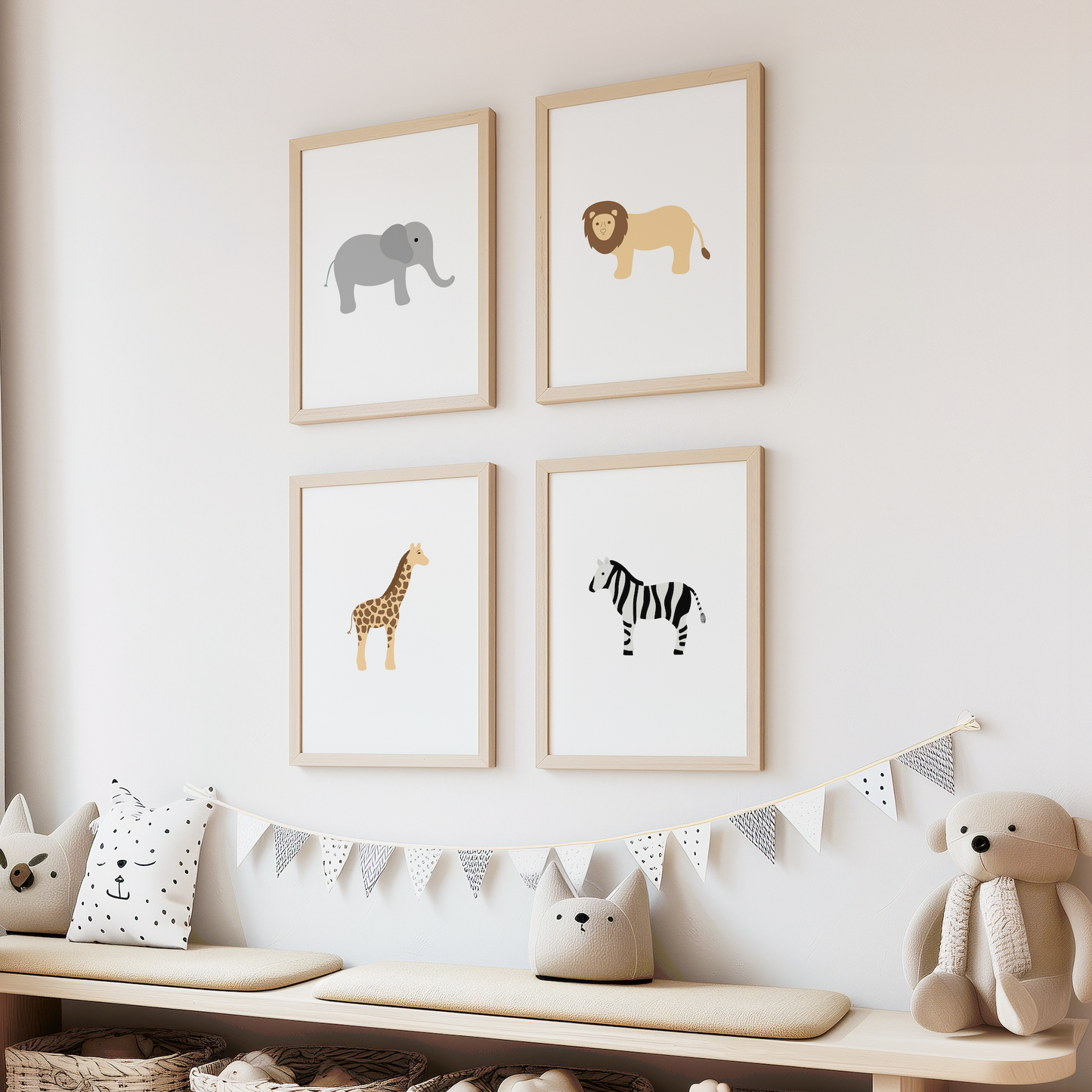 Safari Animal Art Prints (Set of 4)
