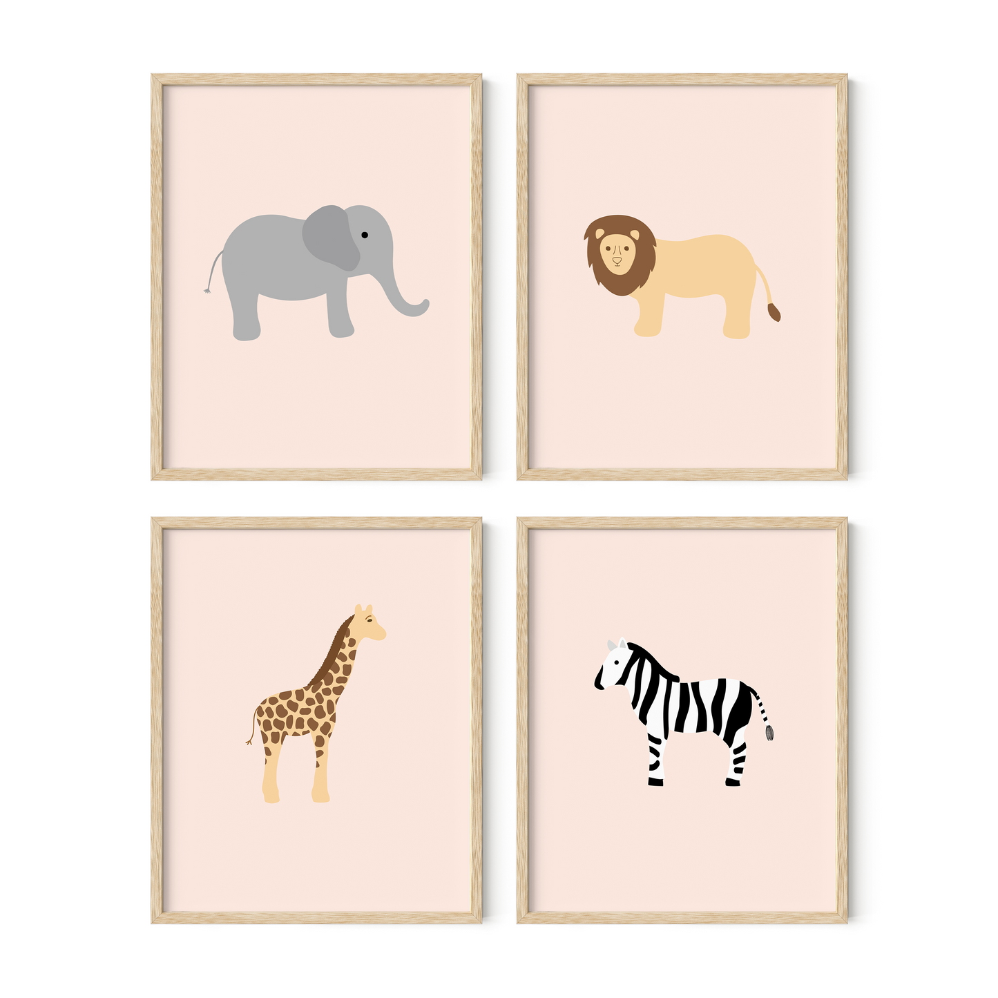 Safari Animal Art Prints (Set of 4)