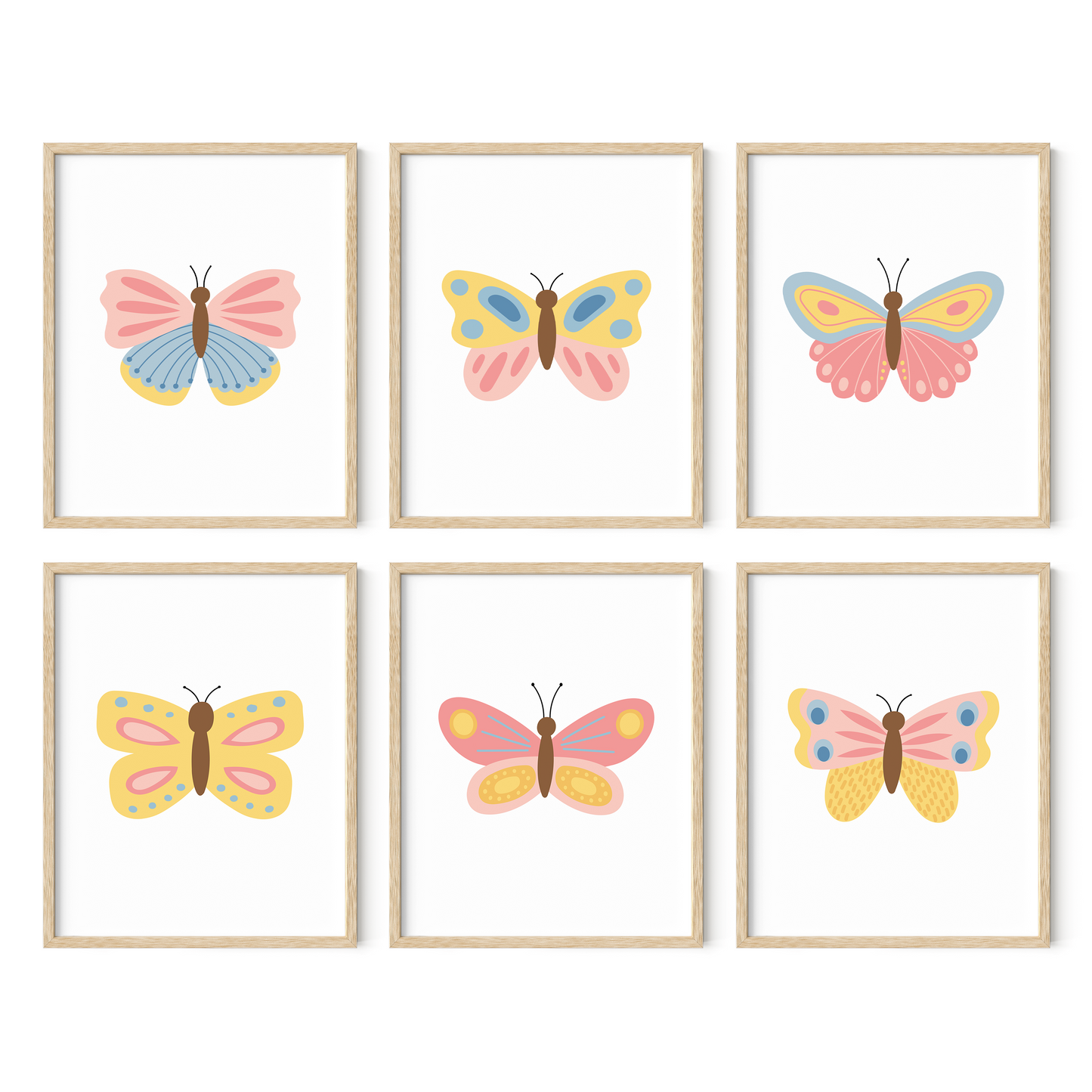 Beautiful Butterflies Art Prints (Set of 6)