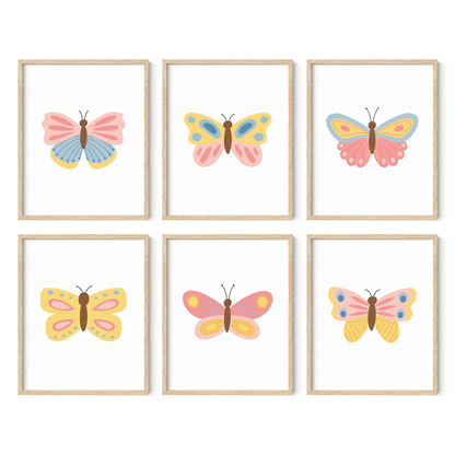 Beautiful Butterflies Art Prints (Set of 6)