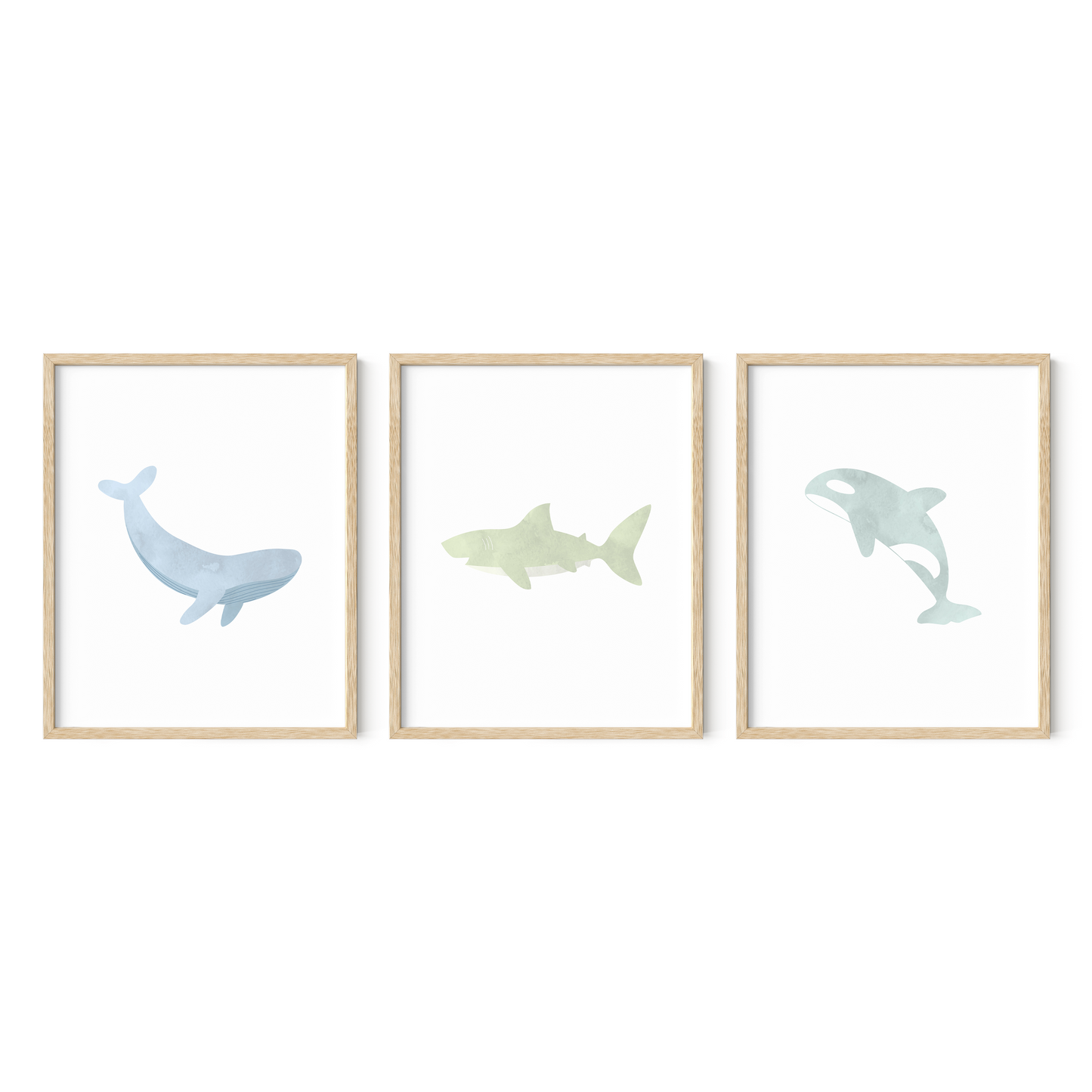 Watercolor Ocean Animal Art Prints (Set of 3)