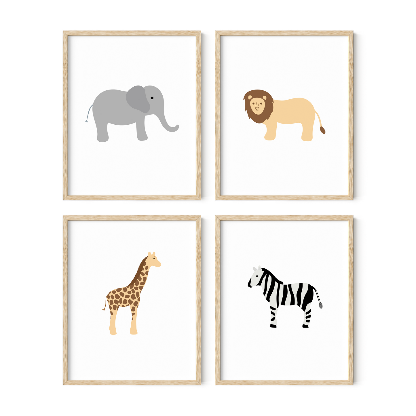 Safari Animal Art Prints (Set of 4)
