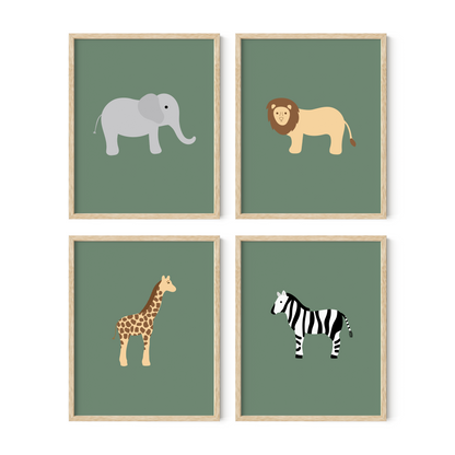 Safari Animal Art Prints (Set of 4)