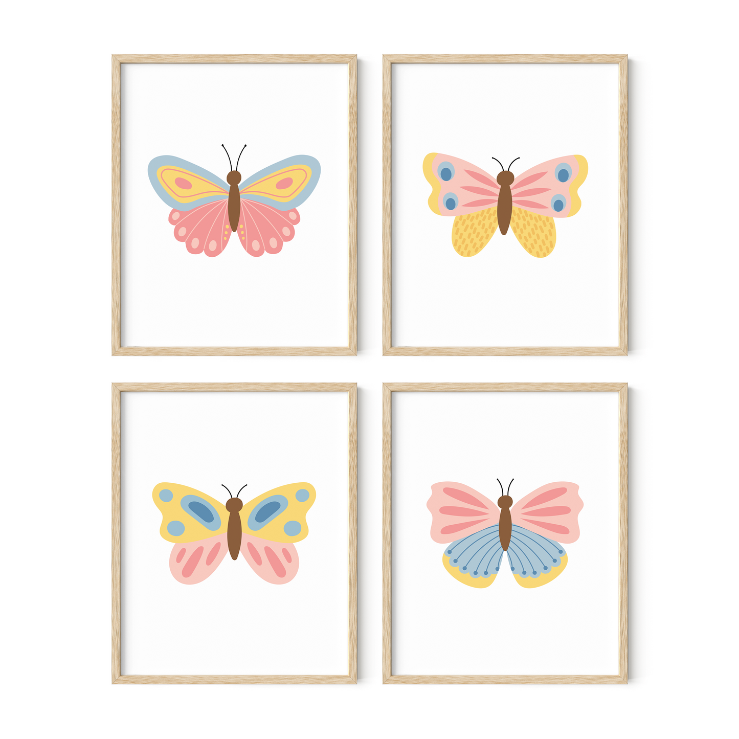 Beautiful Butterflies Art Prints (Set of 4)