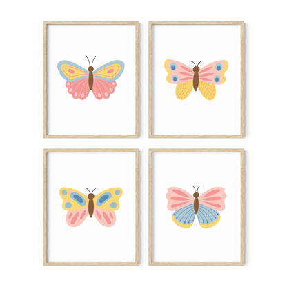 Beautiful Butterflies Art Prints (Set of 4)