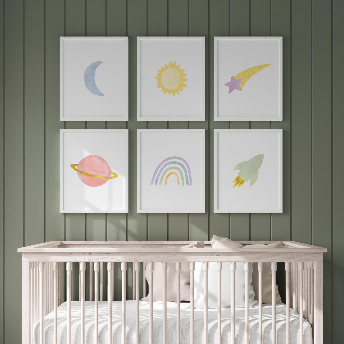 Rainbow Outer Space Art Prints (Set of 6)