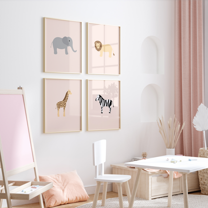 Safari Animal Art Prints (Set of 4)