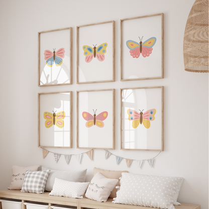 Beautiful Butterflies Art Prints (Set of 6)