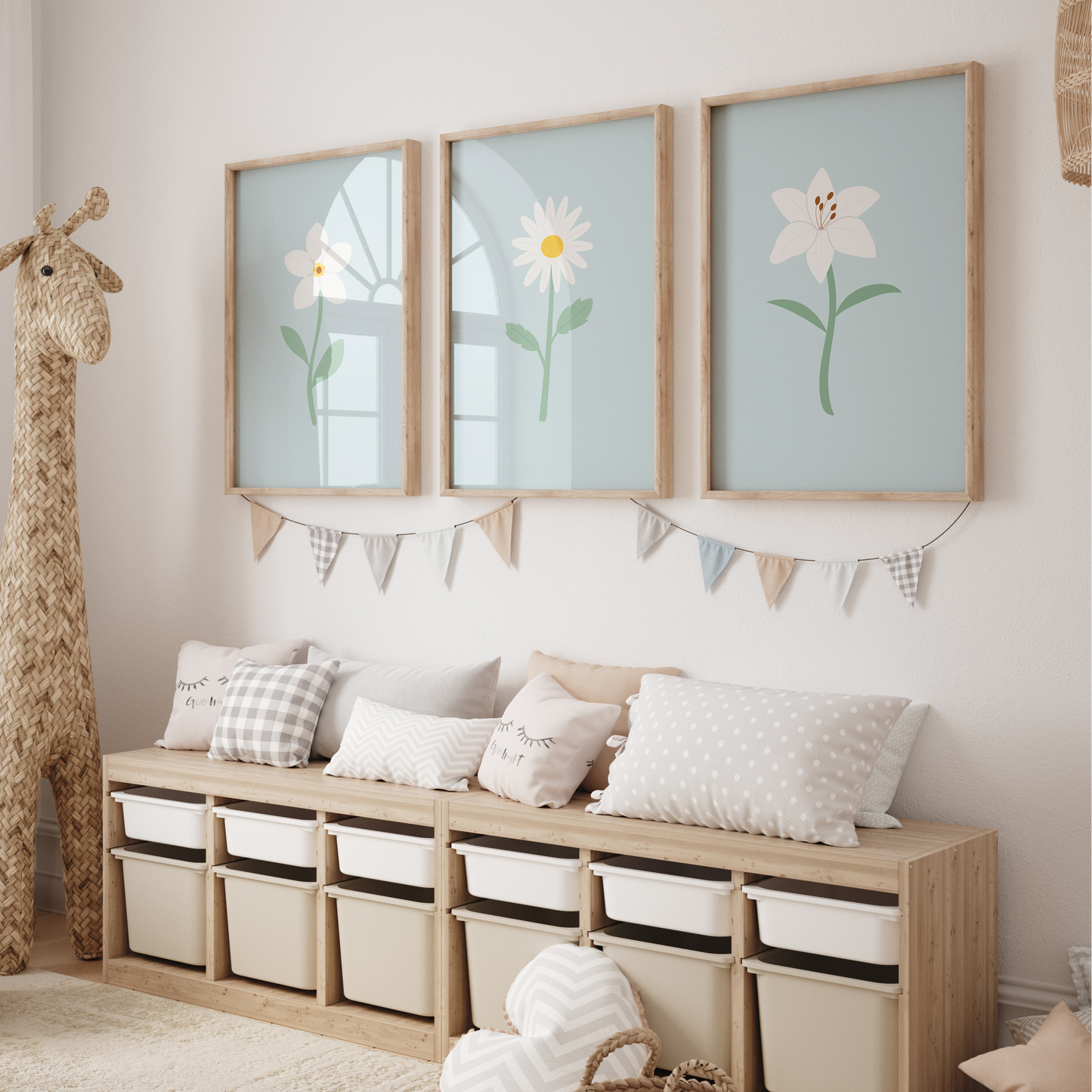White Floral Art Prints (Set of 3)