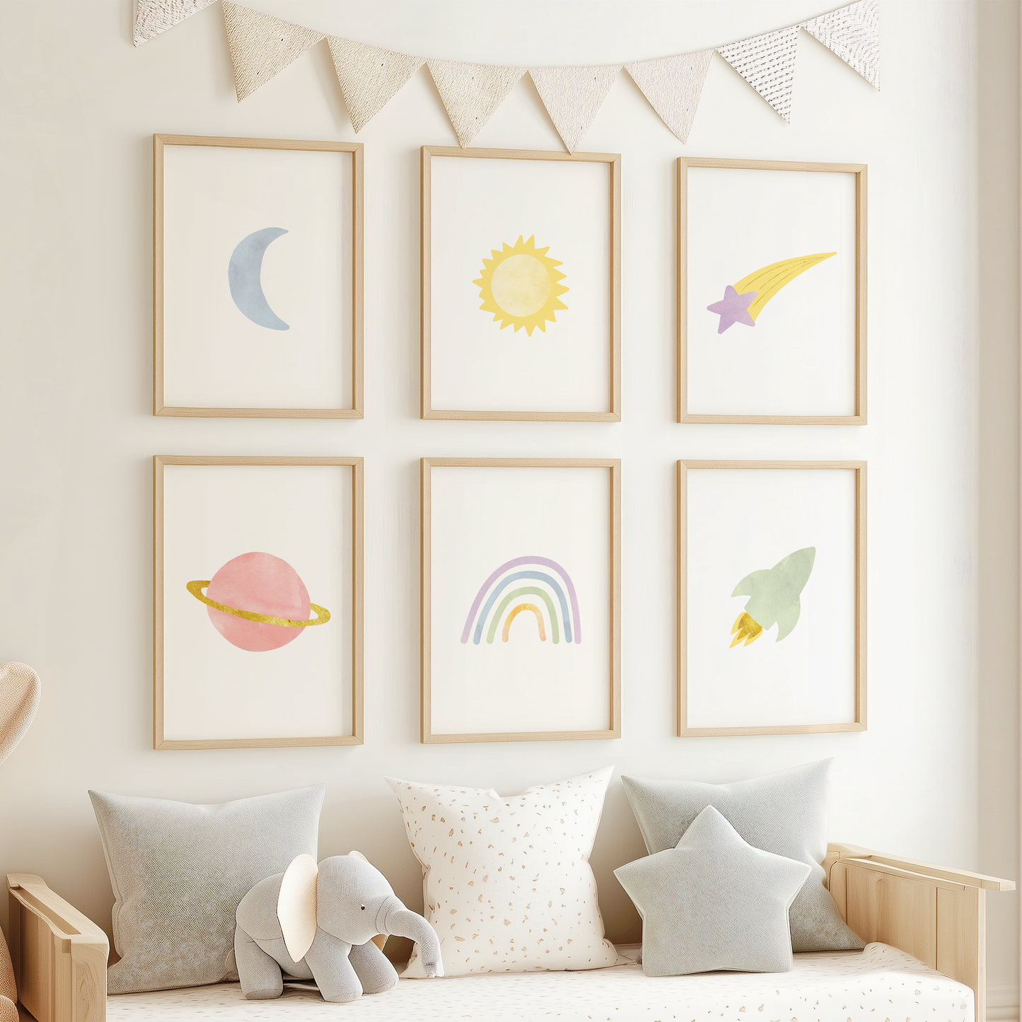 Rainbow Outer Space Art Prints (Set of 6)