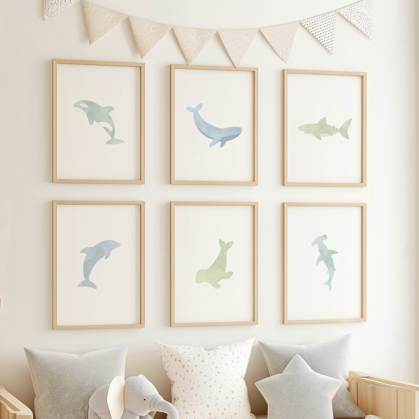 Watercolor Ocean Animal Art Prints (Set of 6)