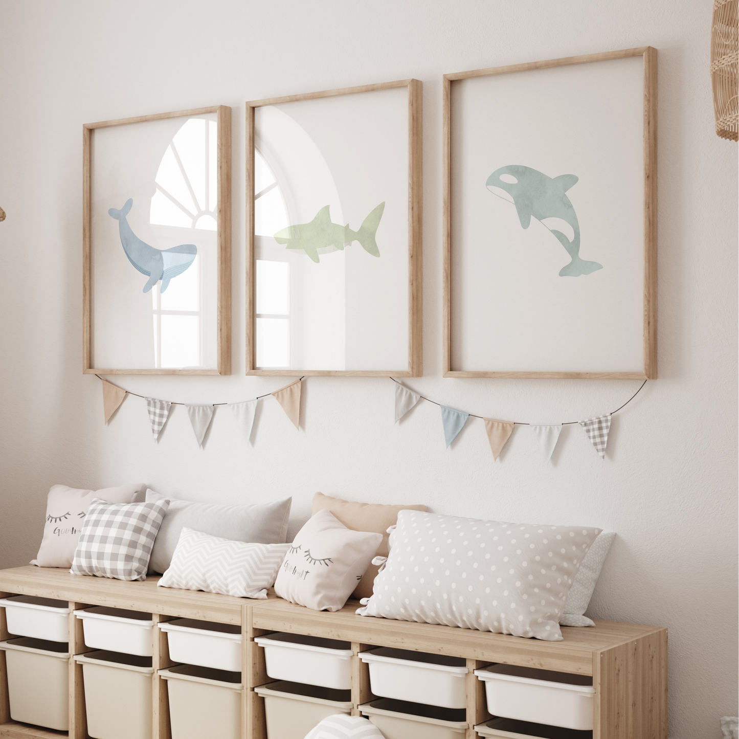 Watercolor Ocean Animal Art Prints (Set of 3)