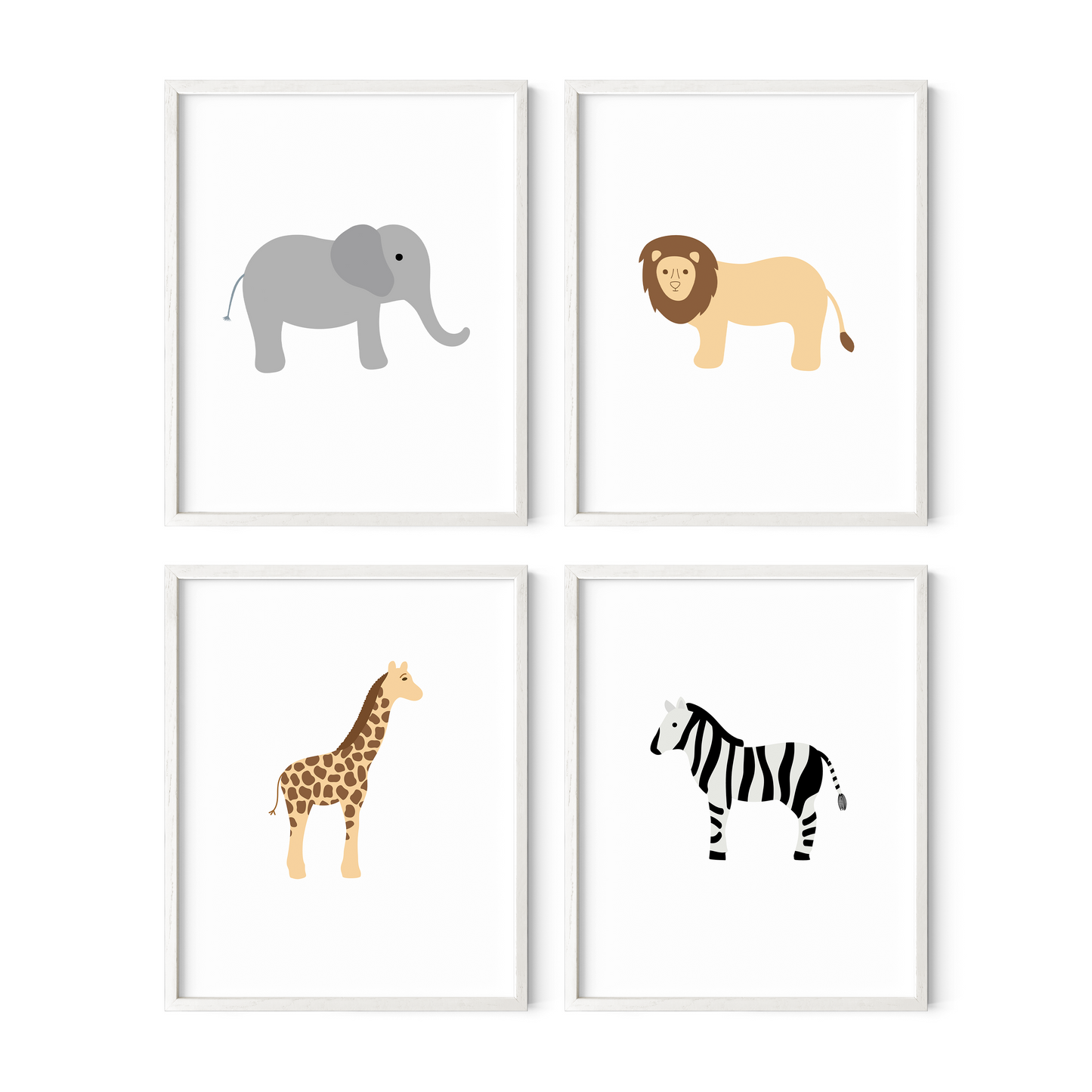 Safari Animal Art Prints (Set of 4)