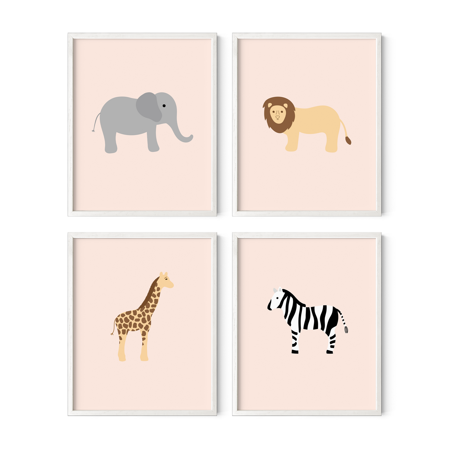 Safari Animal Art Prints (Set of 4)