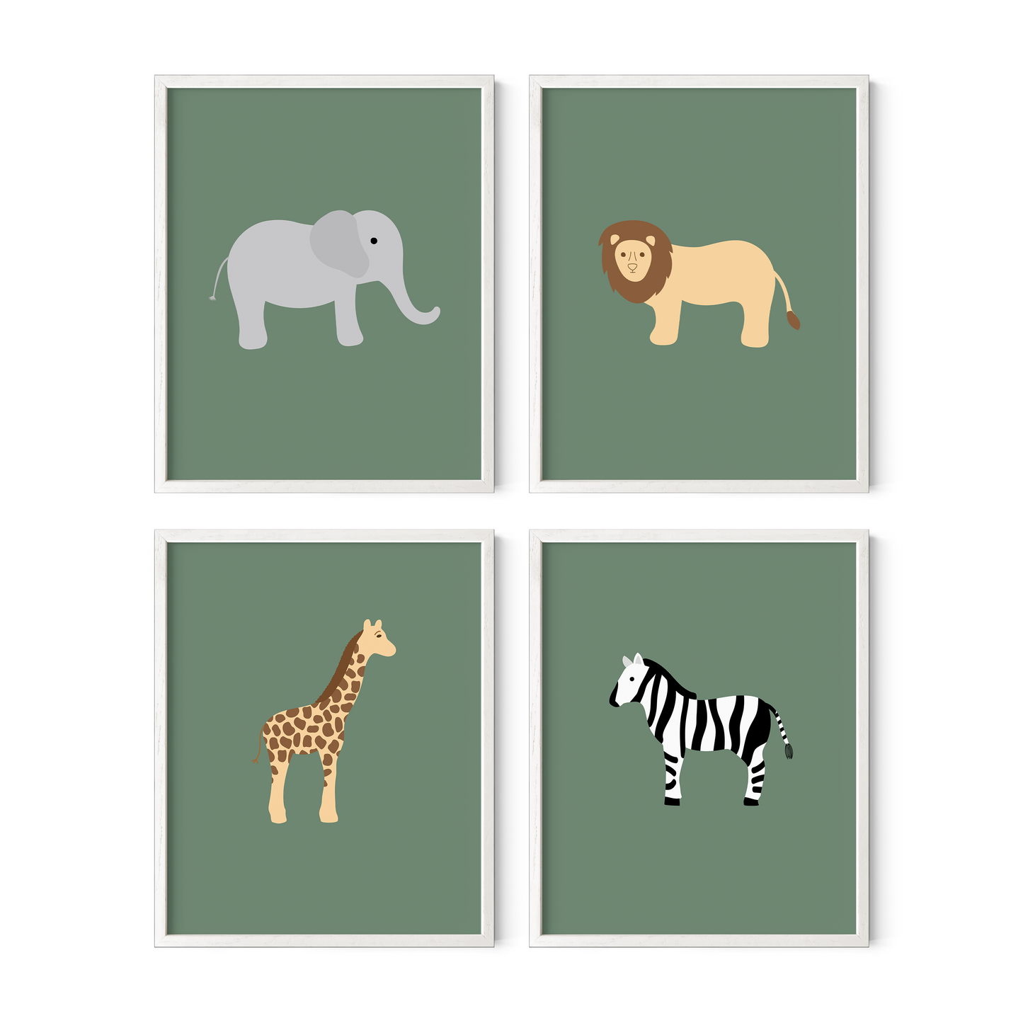 Safari Animal Art Prints (Set of 4)