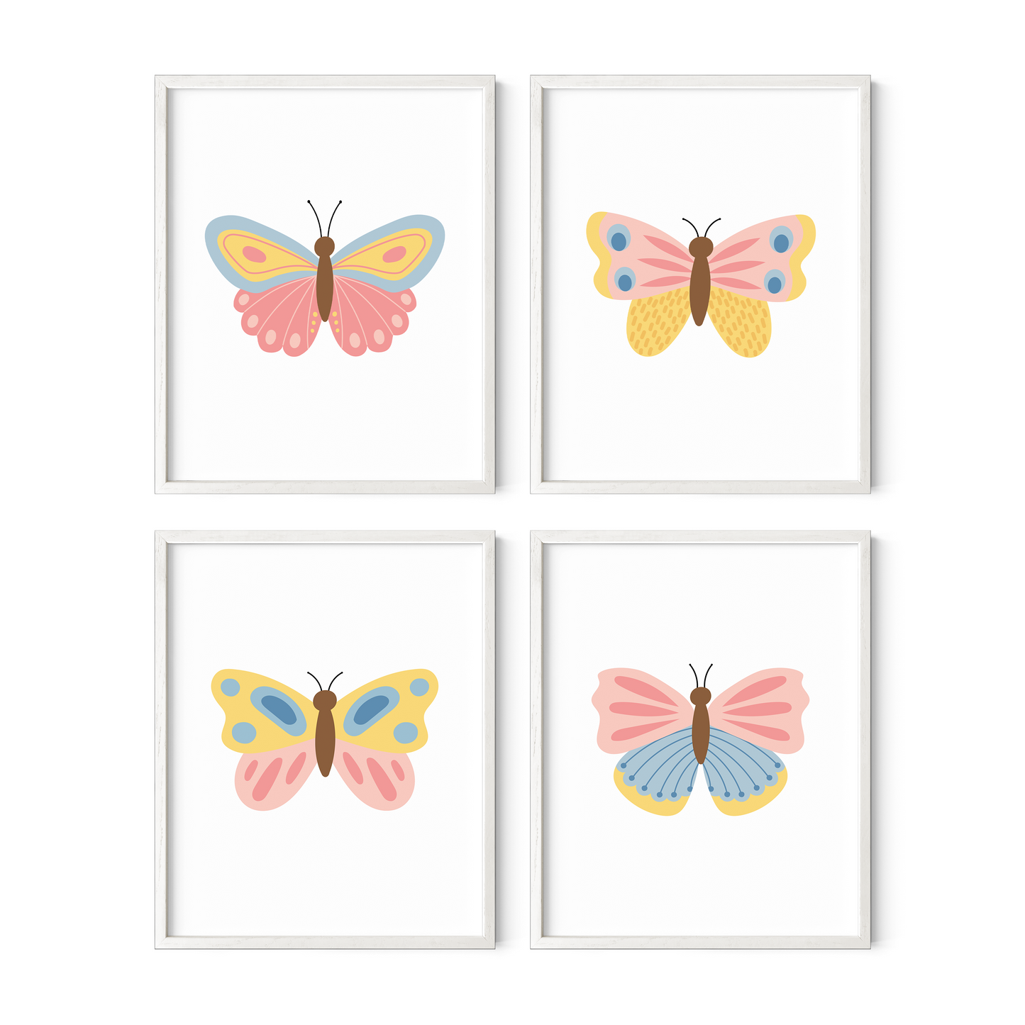 Beautiful Butterflies Art Prints (Set of 4)