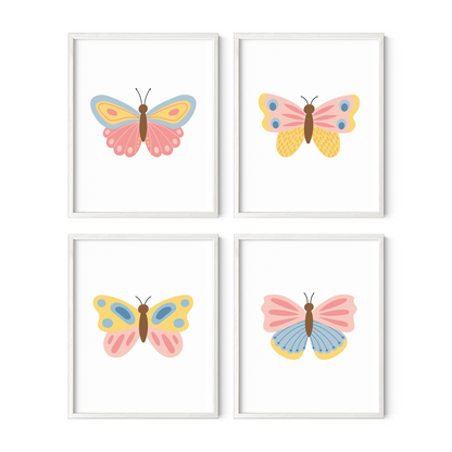 Beautiful Butterflies Art Prints (Set of 4)