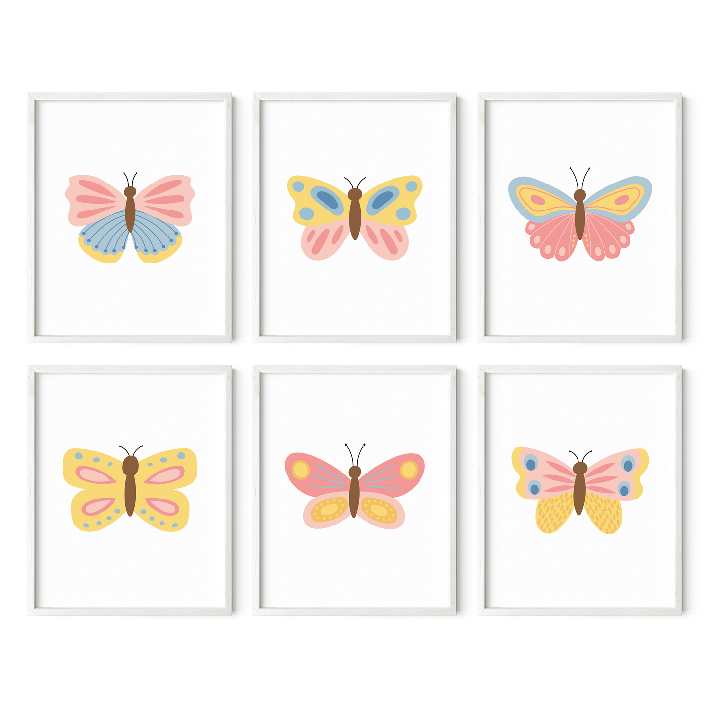Beautiful Butterflies Art Prints (Set of 6)