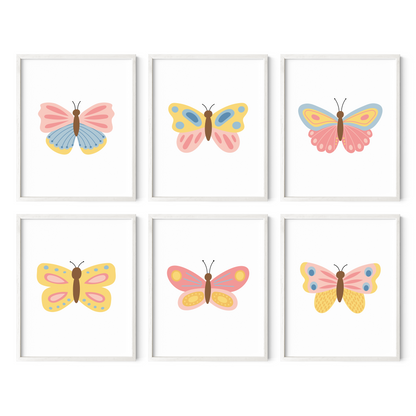 Beautiful Butterflies Art Prints (Set of 6)