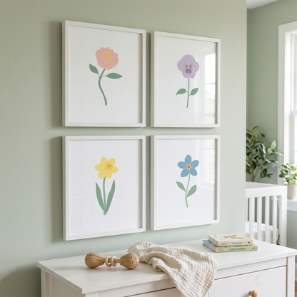 Pastel Floral Art Prints (Set of 4)